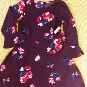 Old Navy Flute Sleeved Fit and Flair Crepe Dress